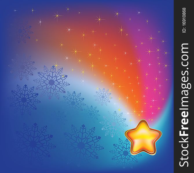 Abstract Christmas Background With Star On Blue