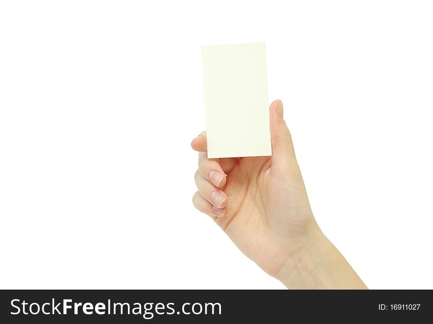 Card blanks in a hand on white background. Card blanks in a hand on white background