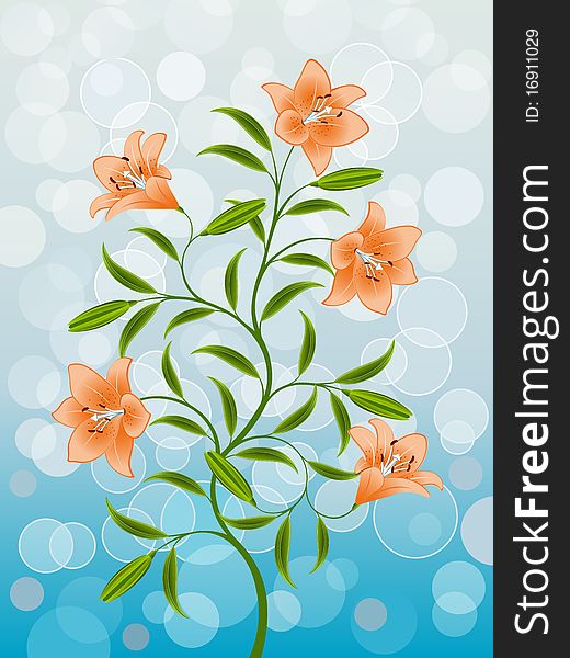 Floral pattern with a lily. Vector illustration.