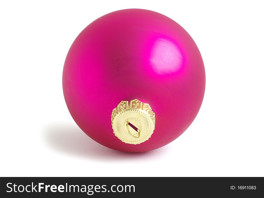 Pink christmas ball isolated on white background