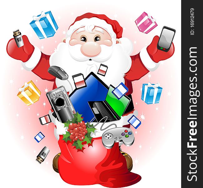 A Funny and Happy Technological Santa Claus.