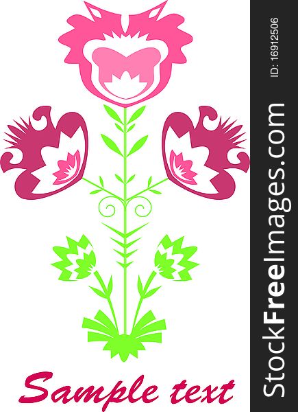 Abstract folk pink cutout background