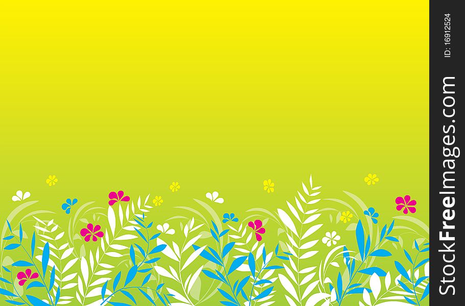 Composition of fantasy flowers on the yellow background. Composition of fantasy flowers on the yellow background