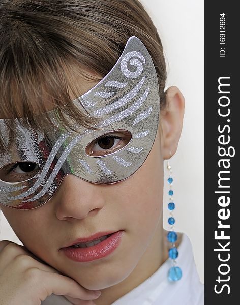 Teenager portrait in carnival mask. Teenager portrait in carnival mask