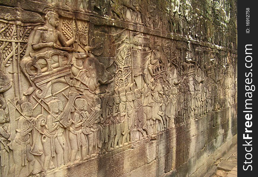 Ancient stone carvings in Angkor Wat, Cambodia. Ancient stone carvings in Angkor Wat, Cambodia