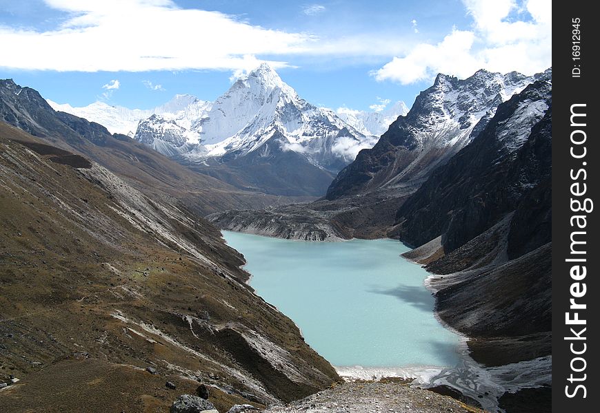 View from the Everest BC trek in the nepal himalaya. View from the Everest BC trek in the nepal himalaya