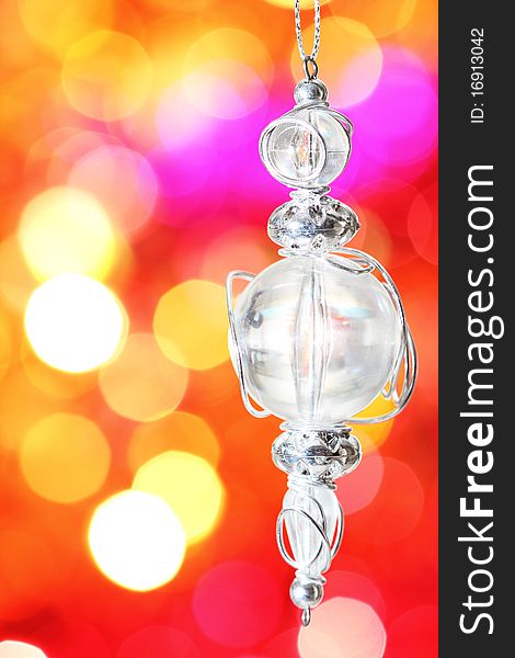 Christmas tree decoration on the blurred bright background