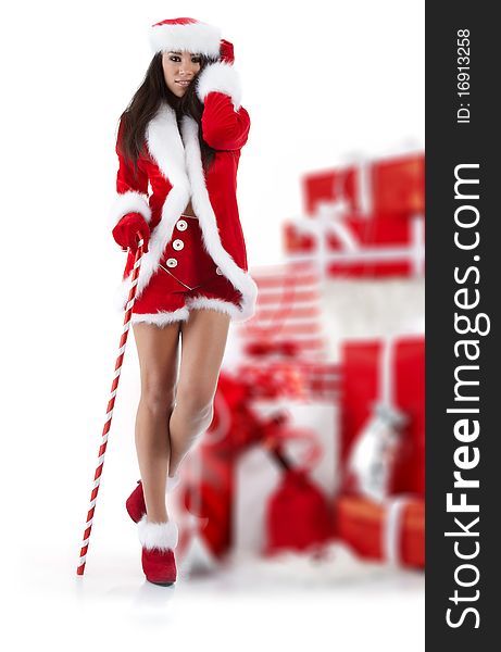 Sexy Girl Wearing Santa Claus Clothes