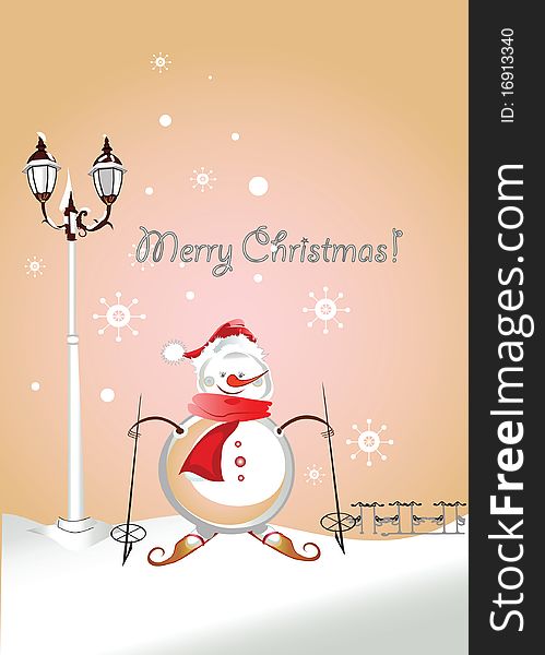 Snowman In Christmas Card