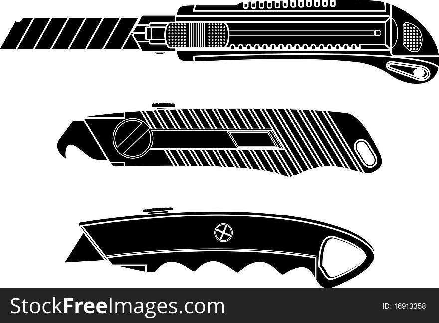 Cutter knives. stencil. vector illustration