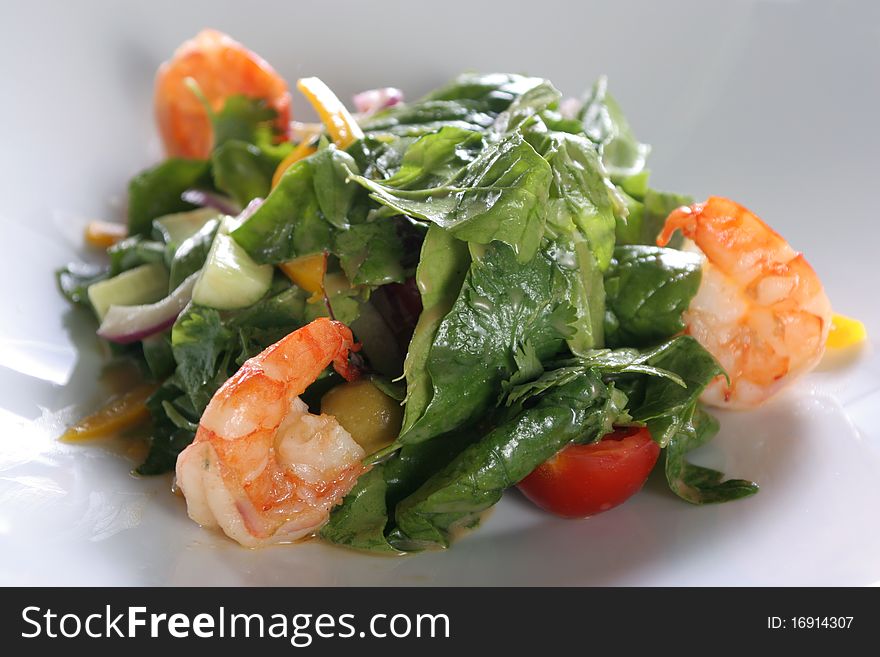 Shrimp salad with vegetables and greens. Shrimp salad with vegetables and greens