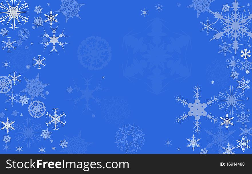 Snowflakes on blue background, blank for your copy. Snowflakes on blue background, blank for your copy.