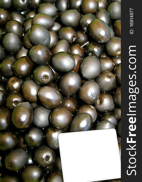 A tray  black-green olives