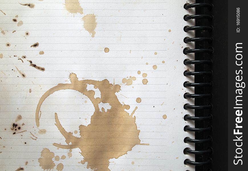 Coffee stains on blank white note book. Coffee stains on blank white note book