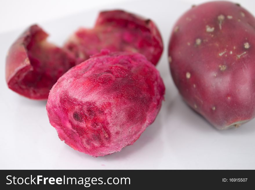 Fruits of Opuntia on a white background
