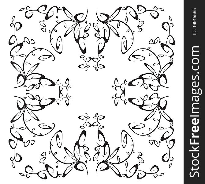 Seamless pattern black color floral shape