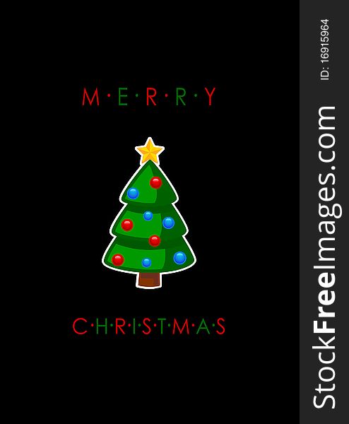 Merry Christmas card with tree