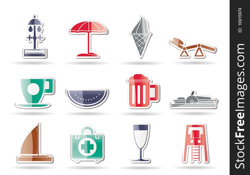 Beach and holiday icons