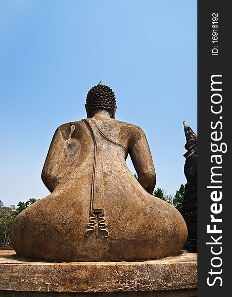 The back of the old Buddha statue. The back of the old Buddha statue