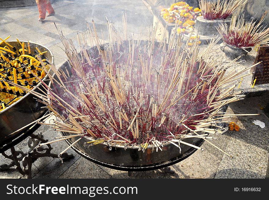 Pot incense at a temple A belief in Buddhism. Pot incense at a temple A belief in Buddhism.