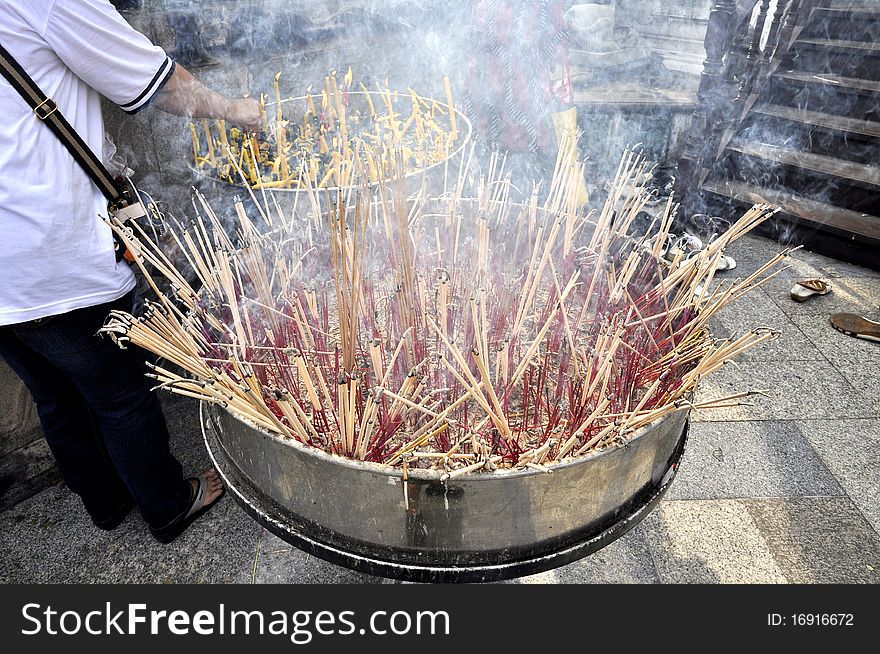 Pot incense at a temple A belief in Buddhism. Pot incense at a temple A belief in Buddhism.