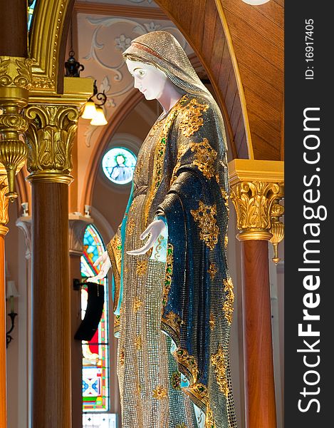 Virgin mary statue in the church, thailand. Virgin mary statue in the church, thailand.