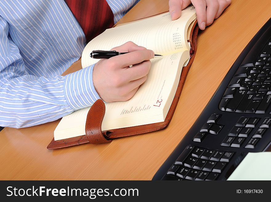 Young business man working in an office