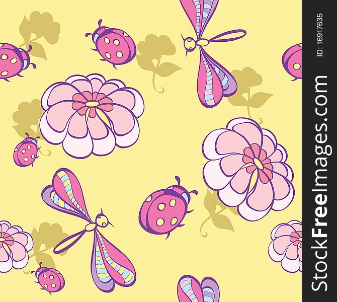 Seamless background wint flowers