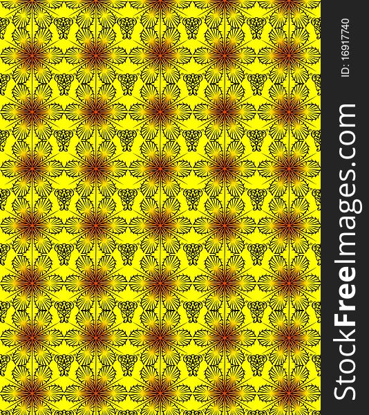 Flower pattern with yellow background