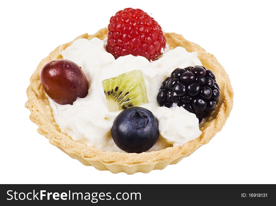 Cake with fresh fruits and cream. Cake with fresh fruits and cream