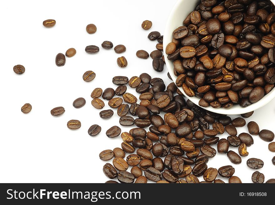 Close-up of Coffee beans in cup.