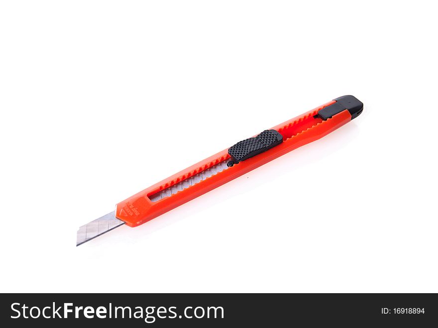 Isolated red letter opener on white background