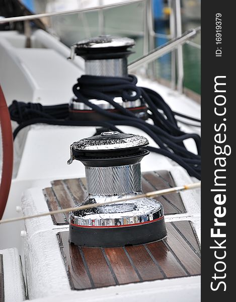 Bollards of yacht and rope wraping, shown as marine activity. Bollards of yacht and rope wraping, shown as marine activity.