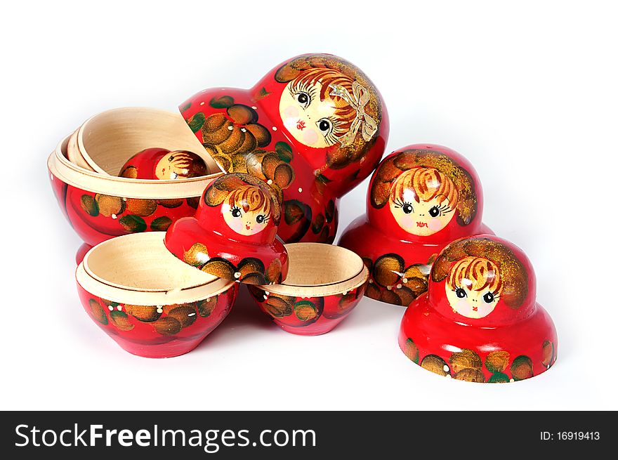 Opened Russian doll on white background. Opened Russian doll on white background.