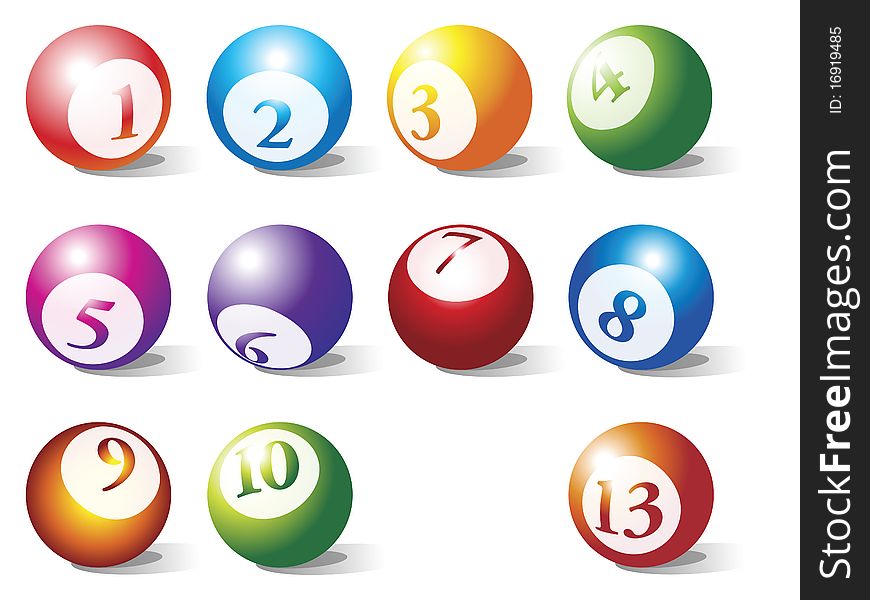 Pool balls against white background, abstract vector art illustration