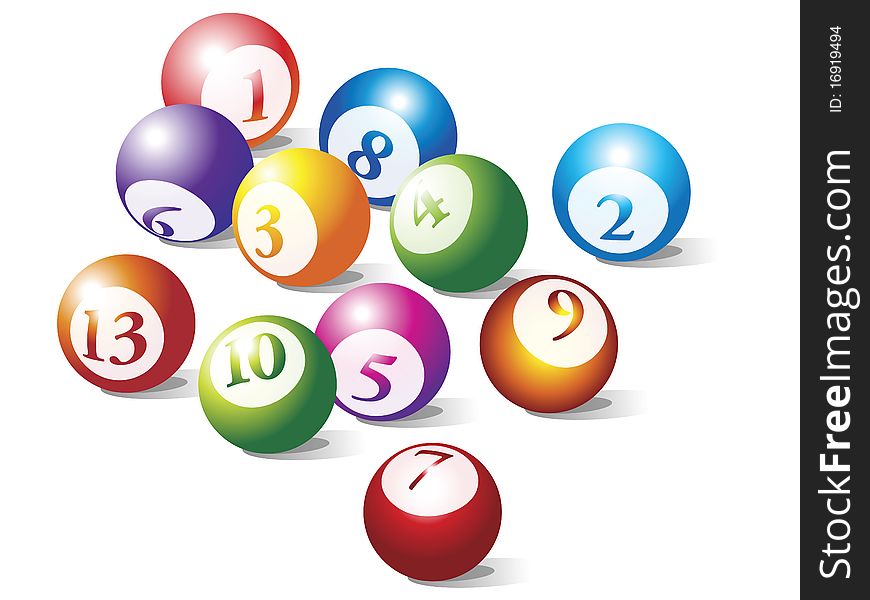 Pool balls composition against white background, abstract vector art illustration