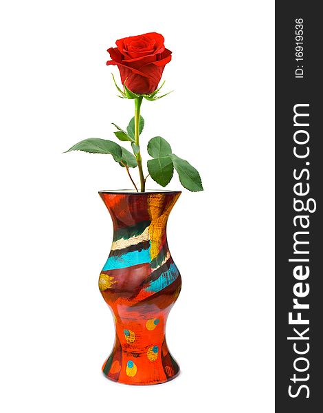 Red rose in vase