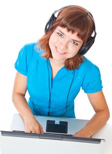 Red-haired Teen-girl Listen To Music Stock Photos Red-haired Teen-girl Listen To Music Stock Photos