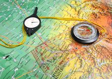 Compass, Curvimeter, Map Royalty Free Stock Photos Compass, Curvimeter, Map Royalty Free Stock Photos