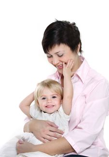 Loving Mother And Daughter Over White Stock Images