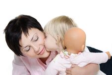Loving Mother And Daughter Over White Stock Image