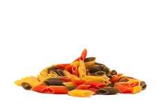 Heap Of Raw Tricolore Italian Pasta Royalty Free Stock Photography Heap Of Raw Tricolore Italian Pasta Royalty Free Stock Photography