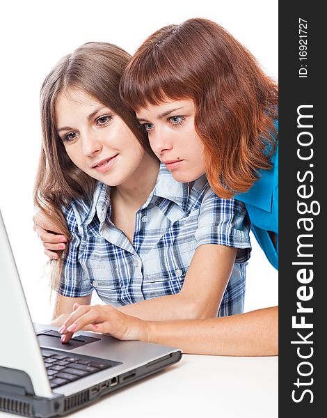 Two teen-girls with laptop