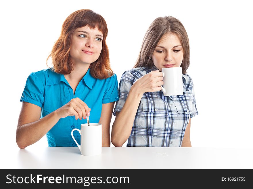 Two Teen-girls Are Drinking Tea