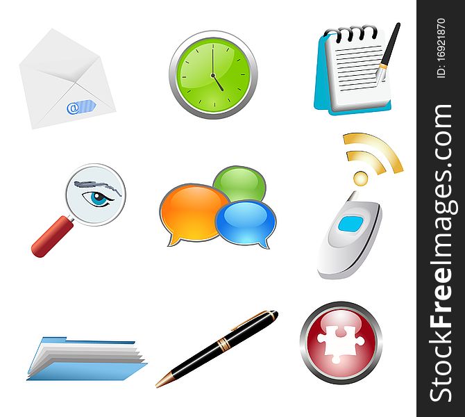 Illustration of business icons on white background