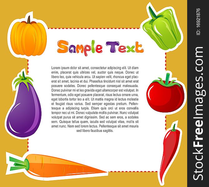 Illustration of vegetable card with sample text