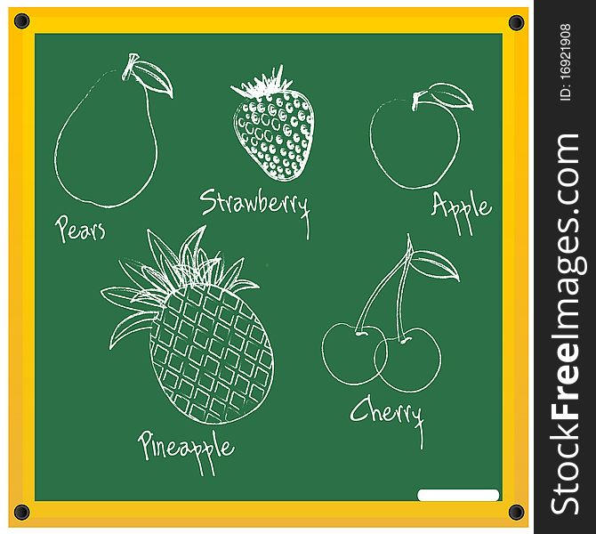 Illustration of fruits sketch on chalkboard