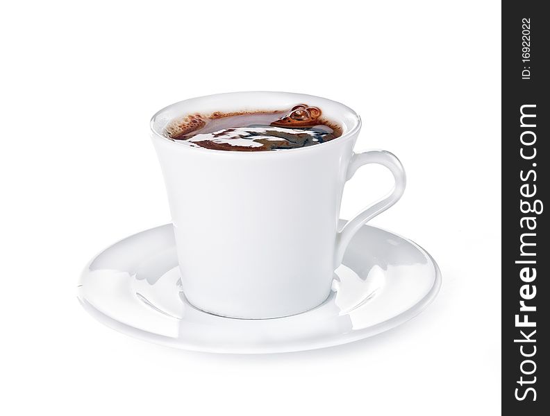 Cap of coffee on a white background