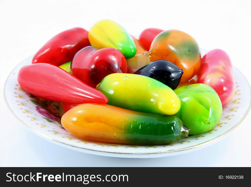 A Thai desserts on the white background.