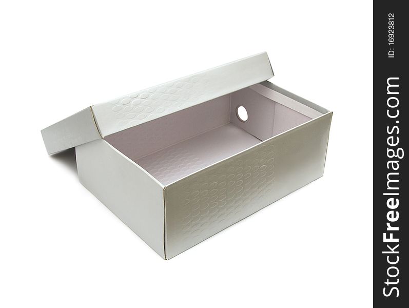 White cardboard storage box on isolated background. White cardboard storage box on isolated background